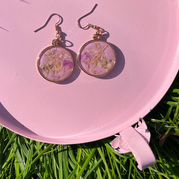 Handmade Honeysuckle Violet Earrings - Picture 7 of 16